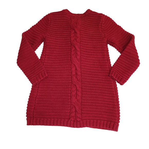 Tahari Girls 5/6 Red Heavy Cable Chuncky Knit Long Sleeve Sweater 2314 - Picture 2 of 6